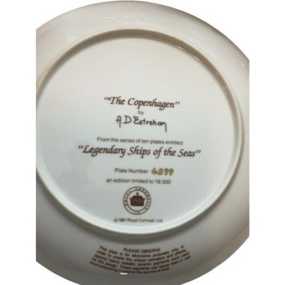 VTG Royal Cornwall Legendary Ships of the Seas Plate Collections By Estrehan 9" - Picture 4 of 16